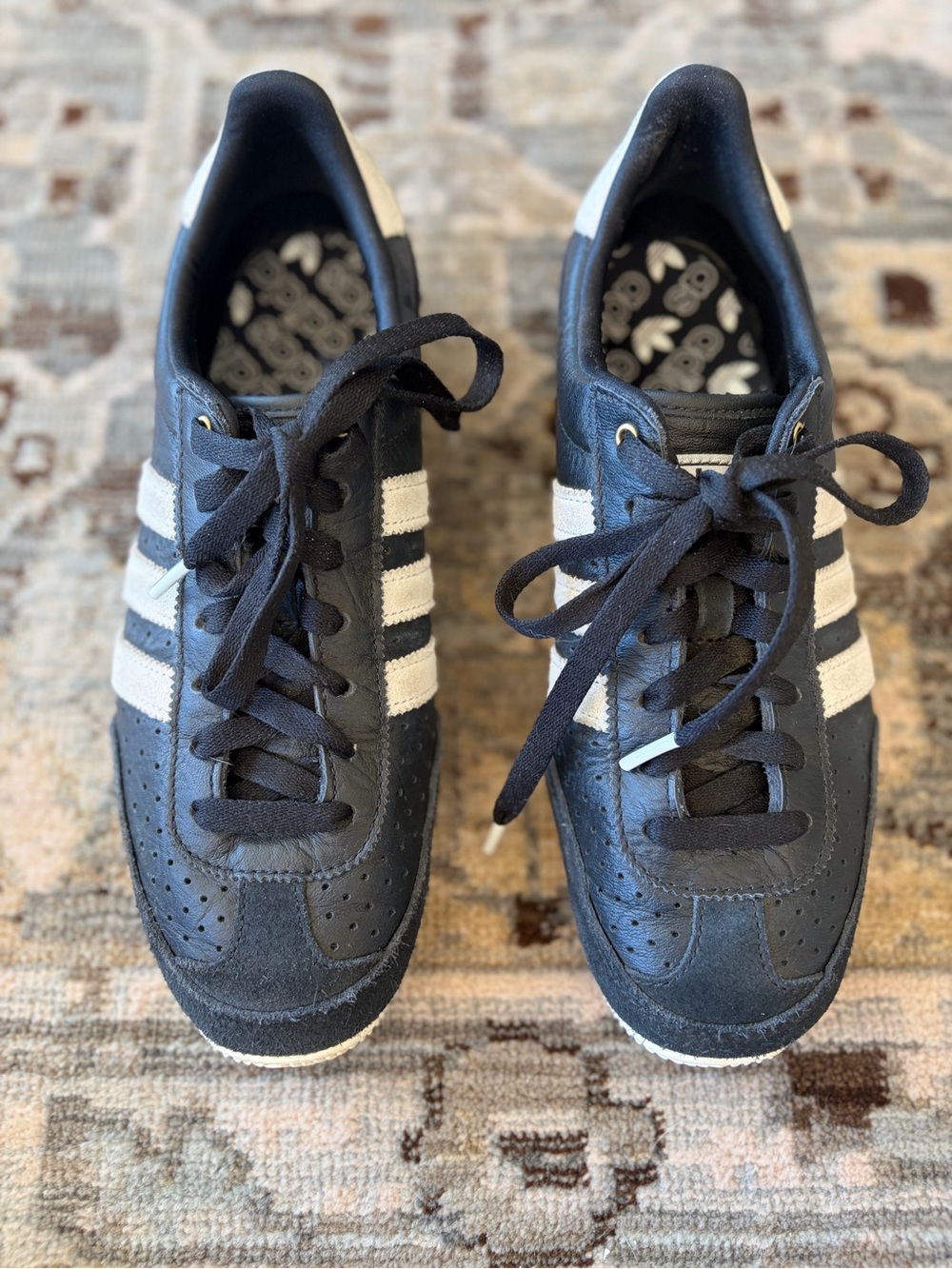 adidas Women's Black Sneakers with White Stripes